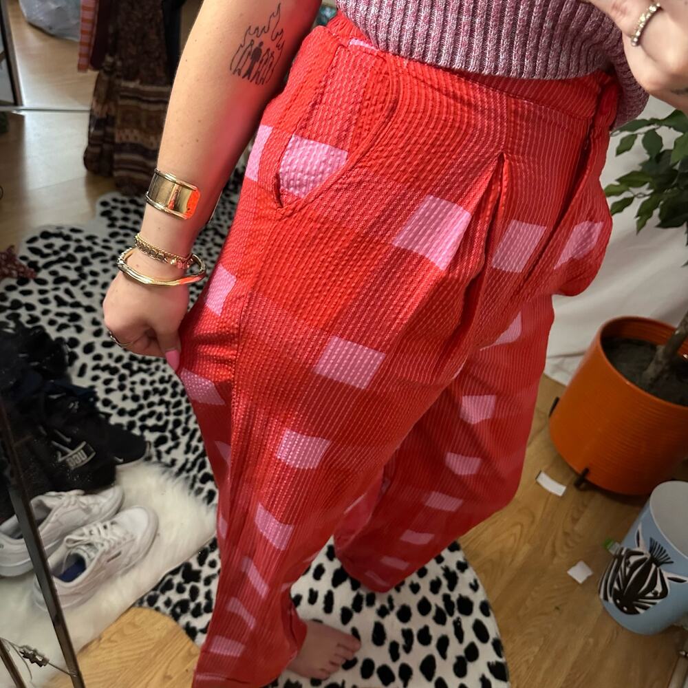 Anthropologie x Porridge Preppy Plaid Wide-Leg Pants Red Size XS NWT - Picture 7 of 7
